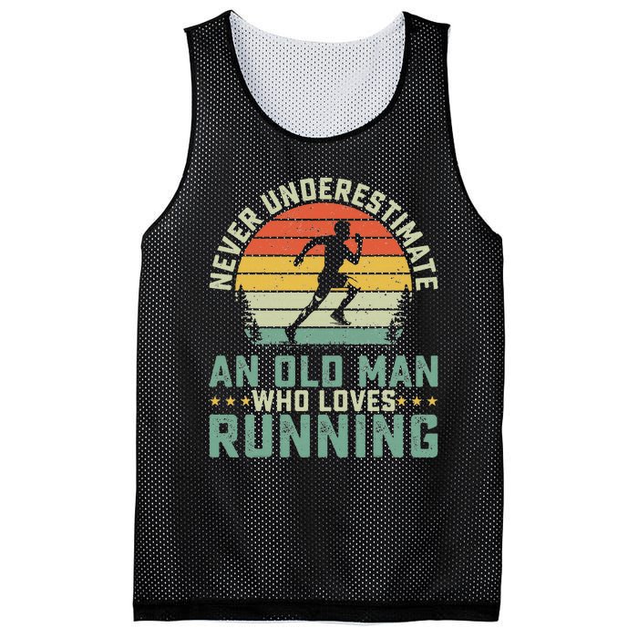 Never Underestimate An Old Man Who Loves Running Runner Mesh Reversible Basketball Jersey Tank