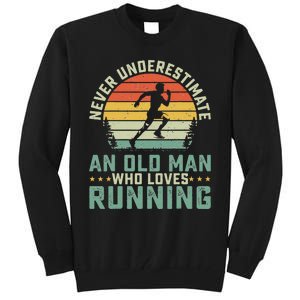 Never Underestimate An Old Man Who Loves Running Runner Tall Sweatshirt