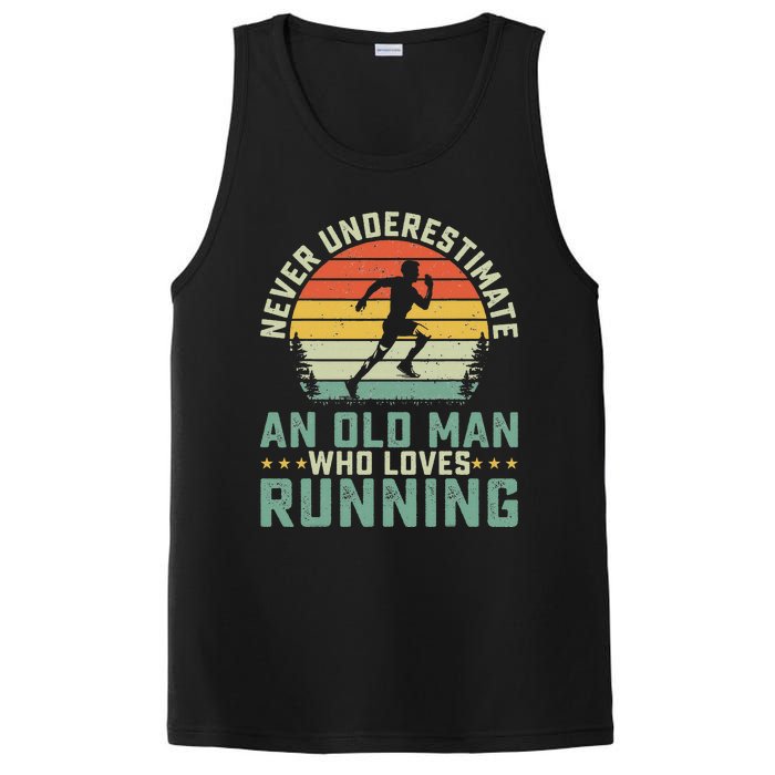 Never Underestimate An Old Man Who Loves Running Runner PosiCharge Competitor Tank