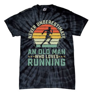 Never Underestimate An Old Man Who Loves Running Runner Tie-Dye T-Shirt