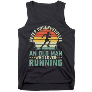 Never Underestimate An Old Man Who Loves Running Runner Tank Top