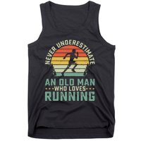 Never Underestimate An Old Man Who Loves Running Runner Tank Top