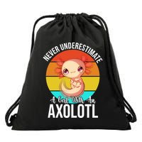 Never Underestimate A Girl With An Axolotl Drawstring Bag