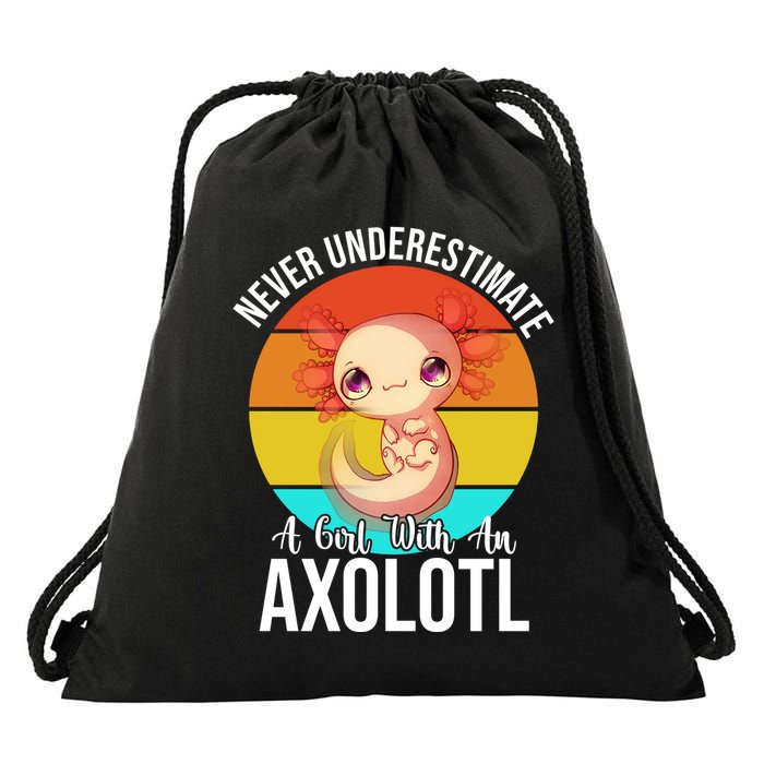 Never Underestimate A Girl With An Axolotl Drawstring Bag