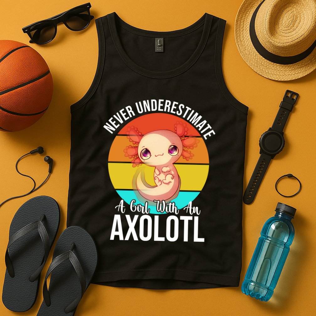 Never Underestimate A Girl With An Axolotl Tank Top
