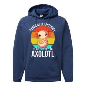 Never Underestimate A Girl With An Axolotl Performance Fleece Hoodie