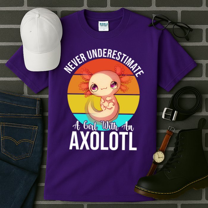 Never Underestimate A Girl With An Axolotl Tall T-Shirt
