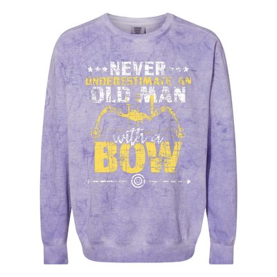 Never Underestimate An Old Man With A Bow Archery Archer Colorblast Crewneck Sweatshirt