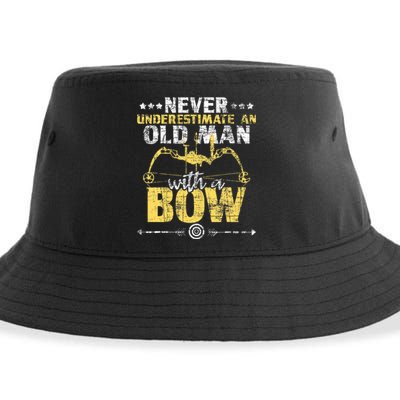 Never Underestimate An Old Man With A Bow Archery Archer Sustainable Bucket Hat