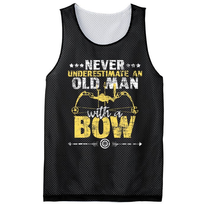 Never Underestimate An Old Man With A Bow Archery Archer Mesh Reversible Basketball Jersey Tank