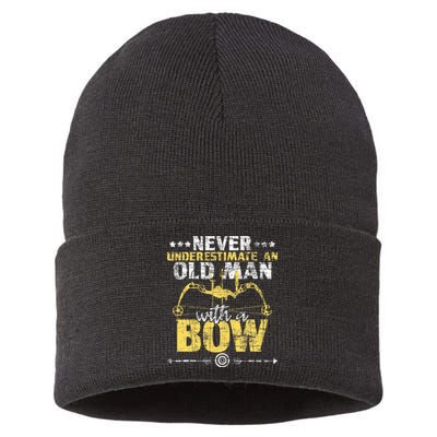 Never Underestimate An Old Man With A Bow Archery Archer Sustainable Knit Beanie