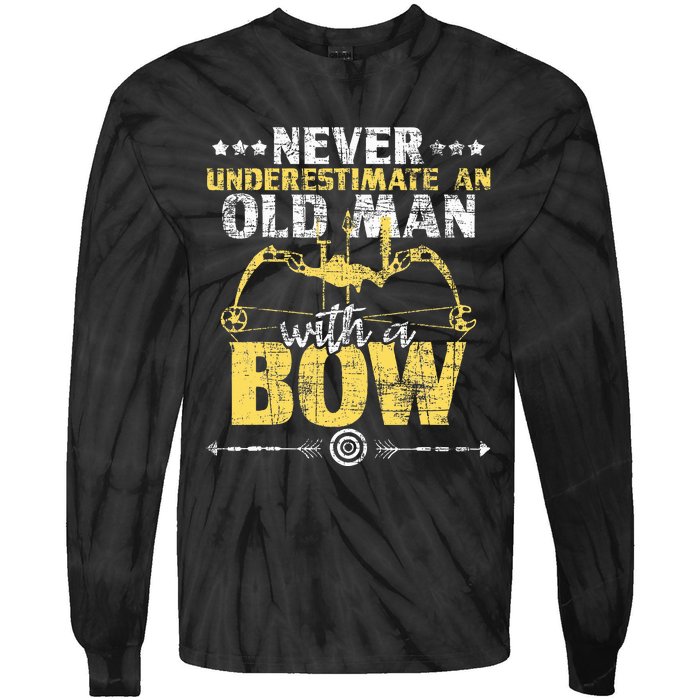 Never Underestimate An Old Man With A Bow Archery Archer Tie-Dye Long Sleeve Shirt