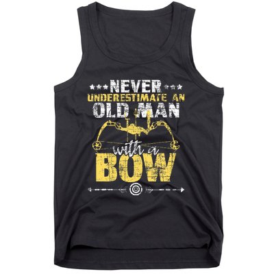 Never Underestimate An Old Man With A Bow Archery Archer Tank Top