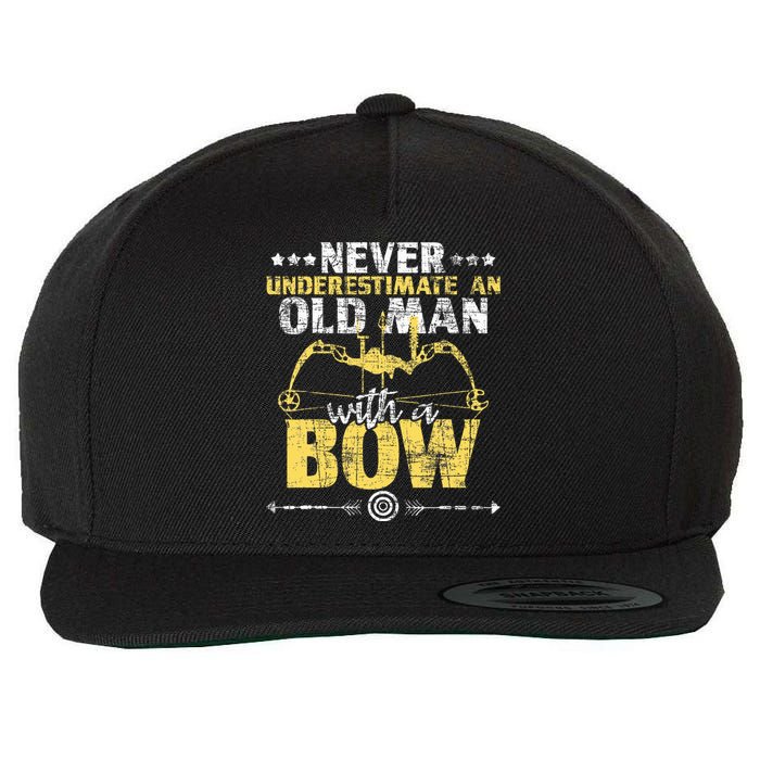 Never Underestimate An Old Man With A Bow Archery Archer Wool Snapback Cap