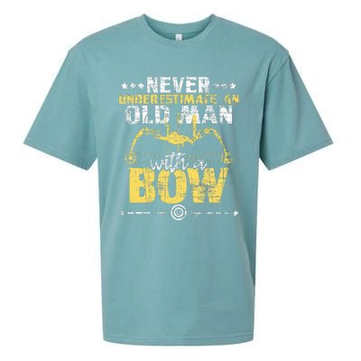 Never Underestimate An Old Man With A Bow Archery Archer Sueded Cloud Jersey T-Shirt