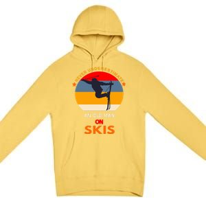 Never Underestimate An Old On Skis Funny Skier Gift Premium Pullover Hoodie