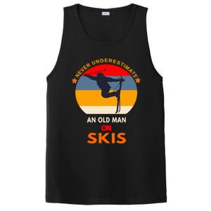 Never Underestimate An Old On Skis Funny Skier Gift PosiCharge Competitor Tank