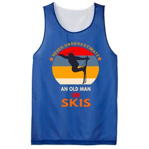 Never Underestimate An Old On Skis Funny Skier Gift Mesh Reversible Basketball Jersey Tank