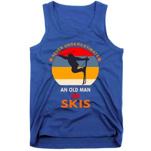 Never Underestimate An Old On Skis Funny Skier Gift Tank Top