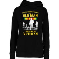 Never Underestimate An OLD MAN Vietnam Veteran Gift Womens Funnel Neck Pullover Hood