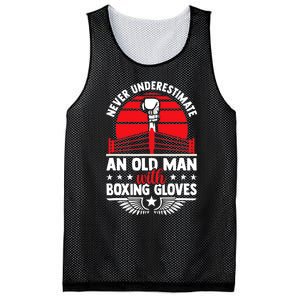 Never Underestimate An Old Man With Boxing Gloves Boxing Fan Mesh Reversible Basketball Jersey Tank