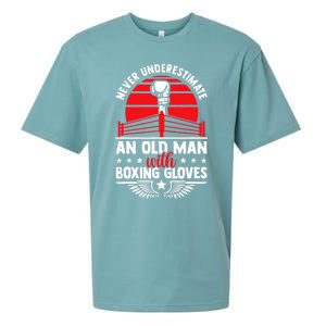 Never Underestimate An Old Man With Boxing Gloves Boxing Fan Sueded Cloud Jersey T-Shirt