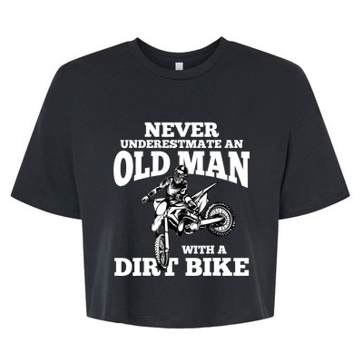 Never Underestimate an Old Man with a Dirt Bike Funny Gifts Bella+Canvas Jersey Crop Tee