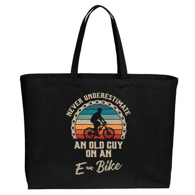 Never Underestimate An Old Guy On An Ebike Biking Cotton Canvas Jumbo Tote