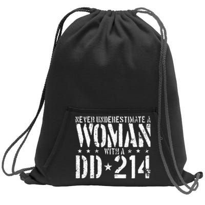 Never Underestimate A Woman With A DD 214 Alumni Sweatshirt Cinch Pack Bag