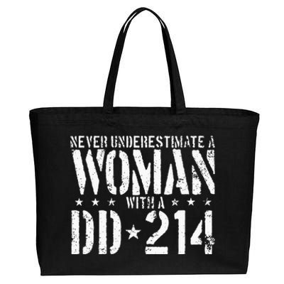 Never Underestimate A Woman With A DD 214 Alumni Cotton Canvas Jumbo Tote