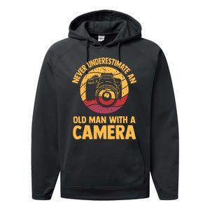 Never Underestimate An Old Man With A Camera Photography Performance Fleece Hoodie