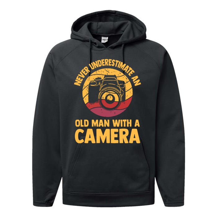 Never Underestimate An Old Man With A Camera Photography Performance Fleece Hoodie