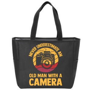 Never Underestimate An Old Man With A Camera Photography Zip Tote Bag