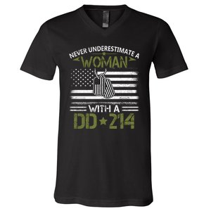 Never Underestimate An Old Man Who Has A DD214 Alumni V-Neck T-Shirt