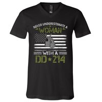 Never Underestimate An Old Man Who Has A DD214 Alumni V-Neck T-Shirt