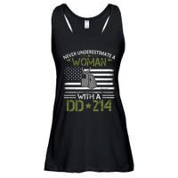 Never Underestimate An Old Man Who Has A DD214 Alumni Ladies Essential Flowy Tank