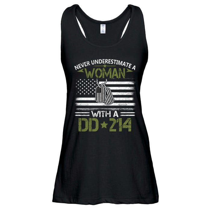 Never Underestimate An Old Man Who Has A DD214 Alumni Ladies Essential Flowy Tank