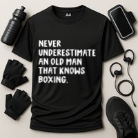 Never Underestimate An Old Man That Knows Boxing Cooling Performance Crew T-Shirt