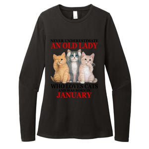 Never Underestimate An Old Lady Who Loves Cats January Womens CVC Long Sleeve Shirt