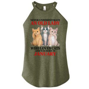 Never Underestimate An Old Lady Who Loves Cats January Women's Perfect Tri Rocker Tank