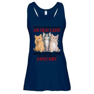 Never Underestimate An Old Lady Who Loves Cats January Ladies Essential Flowy Tank