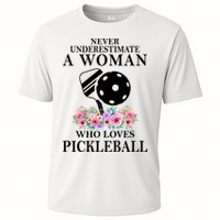 NEVER UNDERESTIMATE A WOMAN PICKLEBALL LQT Cooling Performance Crew T-Shirt