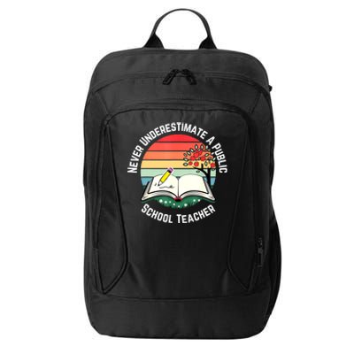 Never Underestimate A Public School Teacher Retro Vintage City Backpack