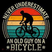 Never Underestimate An Old Guy On A Bicycle Funny Cycling Stripe Pom Pom Beanie
