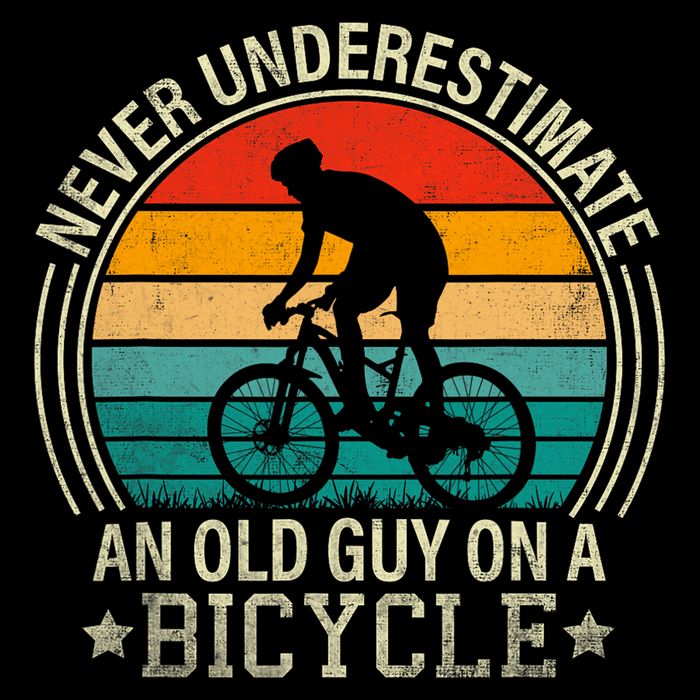 Never Underestimate An Old Guy On A Bicycle Funny Cycling Cooling Performance Crew T-Shirt
