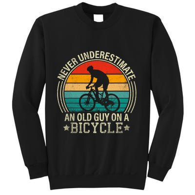 Never Underestimate An Old Guy On A Bicycle Funny Cycling Sweatshirt
