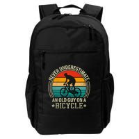 Never Underestimate An Old Guy On A Bicycle Funny Cycling Backpack