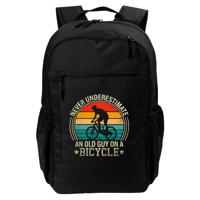 Never Underestimate An Old Guy On A Bicycle Funny Cycling Backpack