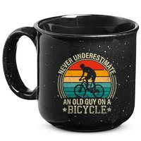Never Underestimate An Old Guy On A Bicycle Funny Cycling 15oz Campfire Ceramic Mug