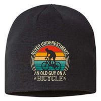 Never Underestimate An Old Guy On A Bicycle Funny Cycling Sustainable Beanie